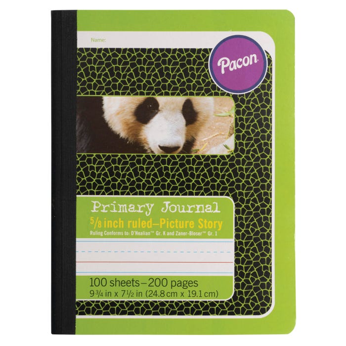 Pacon Picture Story Composition Book, 9-3/4 x 7-1/2 Inches, 5/8 Inch Ruled, Green, 100 Sheets