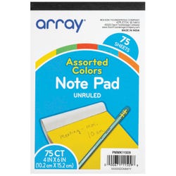 Image for Array Unruled Note Pad, 4 x 6 Inches, Assorted Colors, 75 Sheets from School Specialty