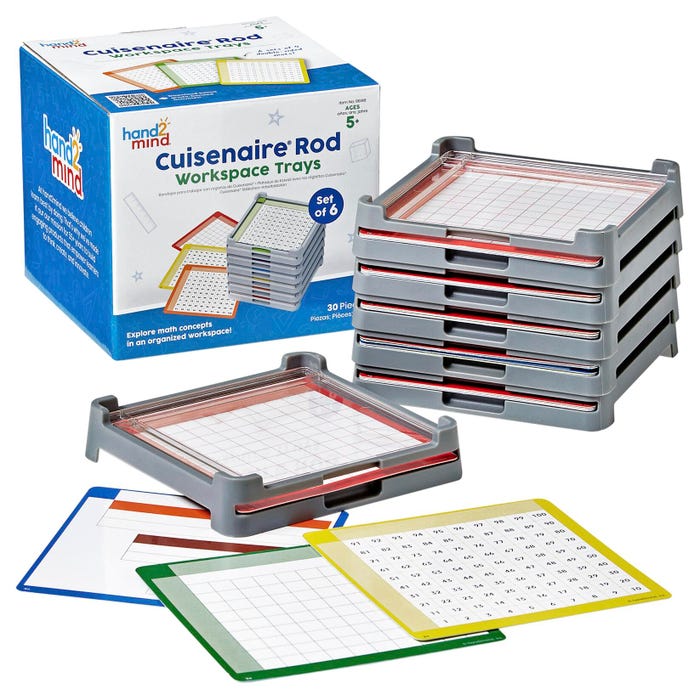 hand2mind Cuisenaire Rod Workspace Trays, Set of 6