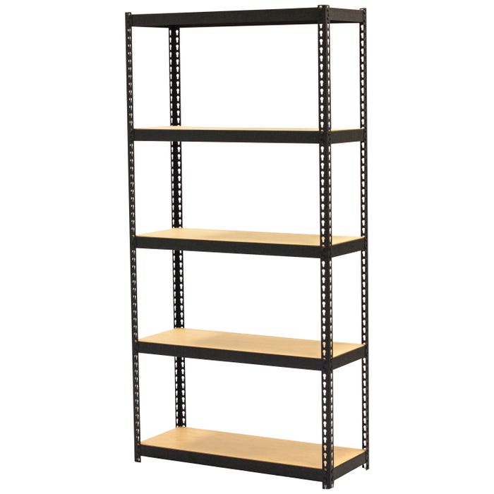 Lorell Narrow Steel Shelving, Riveted, 30 x 12 x 60 Inches, Black