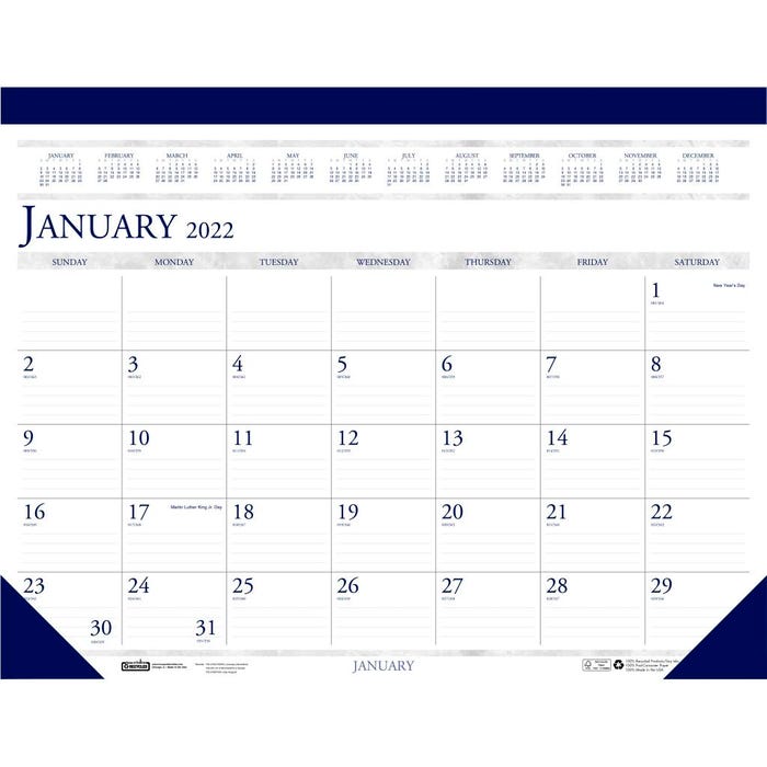 House of Doolittle Perforated Top Desk Pad Calendar, 22 x 17 Inches, Gray/Blue