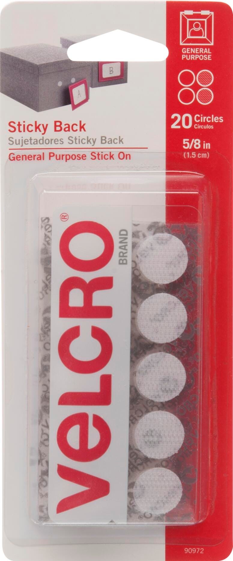 VELCRO Brand Sticky Back Hook and Loop Fasteners, 5/8 Inch Coins, White, Pack of 20, Item Number 2102627