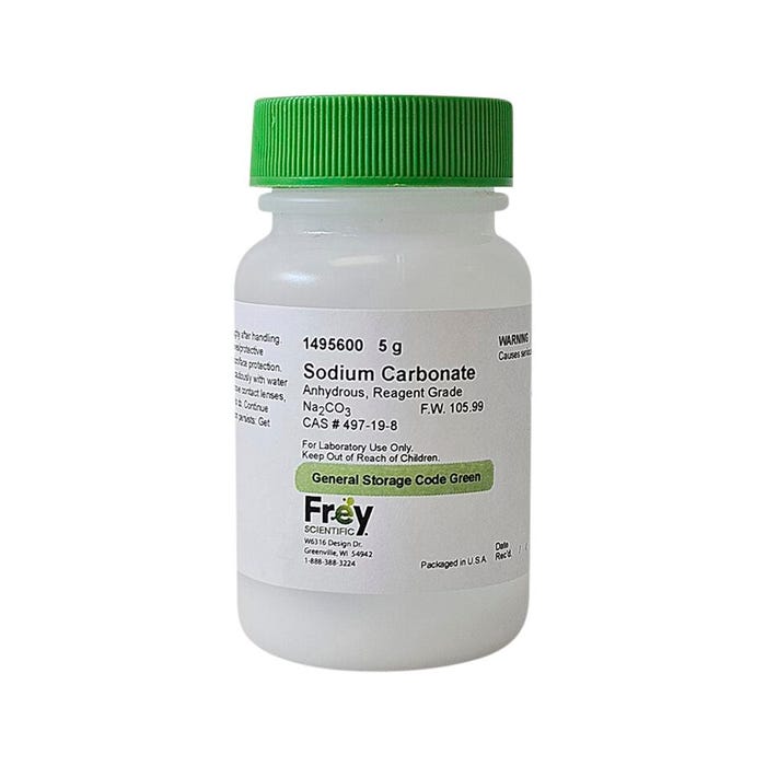 Frey Scientific Sodium Carbonate, White Powder, Reagent Grade, 5 Grams