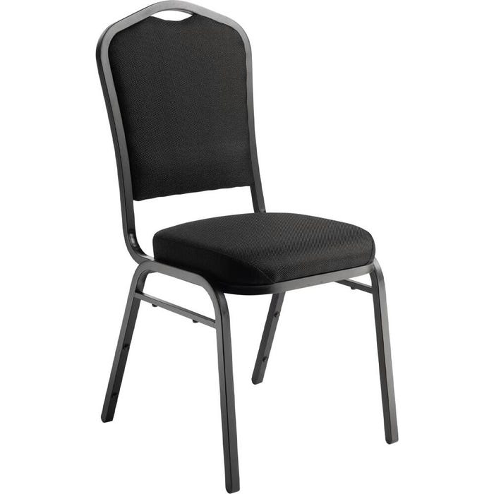National Public Seating Stackable Chair, 9300 Series, 19 Inch Seat Height, Panther Black, Sandtex Black Frame