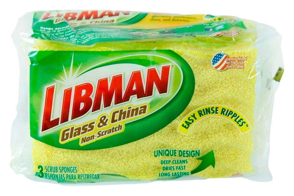 Image for Libman Glass and China Sponges, Yellow, Pack of 3 from School Specialty