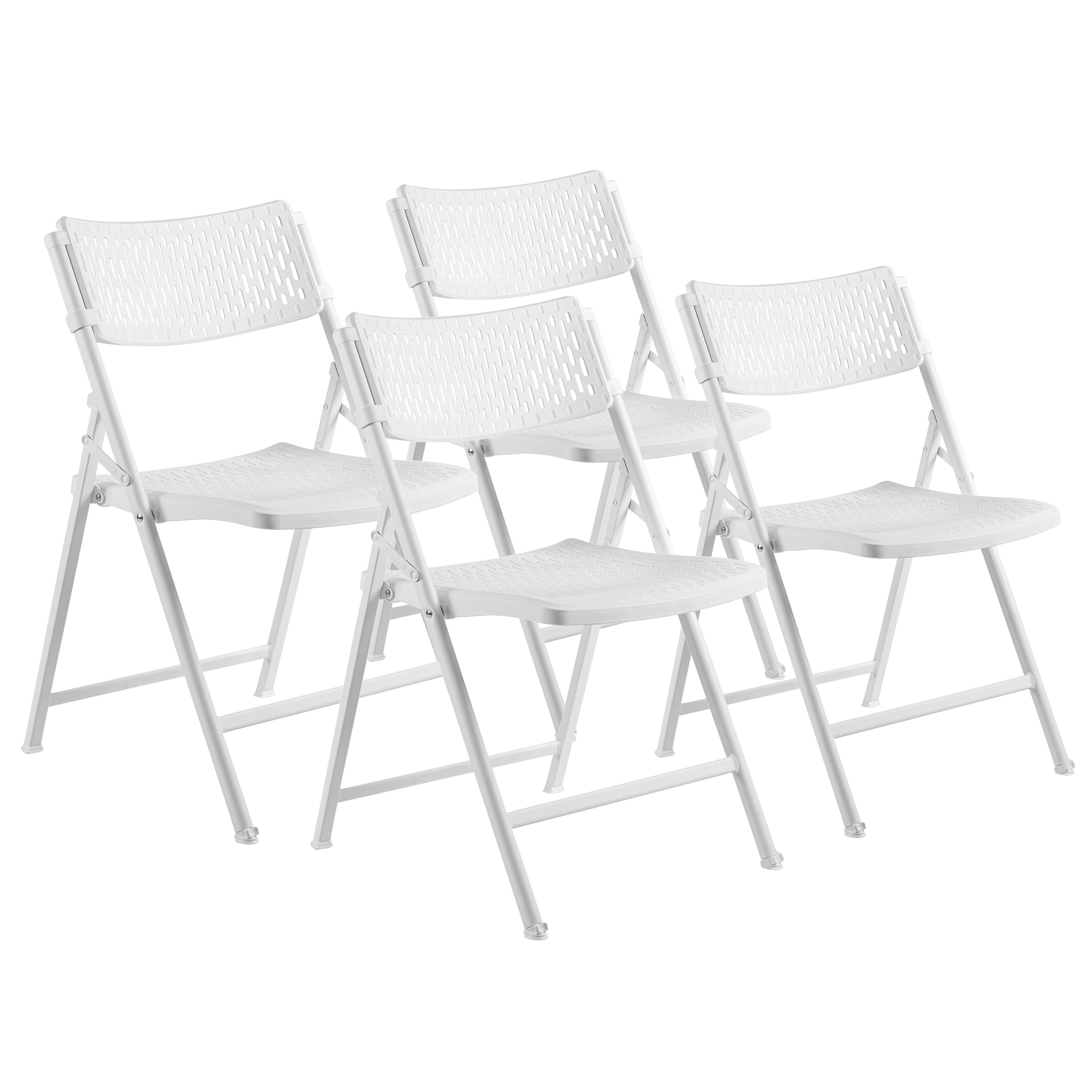 National Public Seating AirFlex Series Premium Polypropylene Folding Chair, 17 x 18 x 18 Inches, White, Pack of 4 2096275