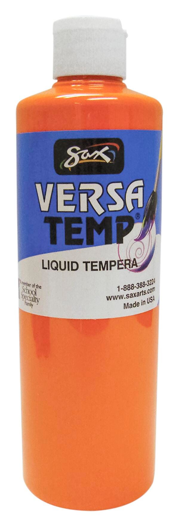 Sax Versatemp Heavy-Bodied Tempera Paint, 1 Pint, Orange Item Number 1440691