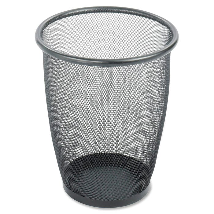 Safco Mesh Round Waste Basket, 5 Gallons, Steel, Black