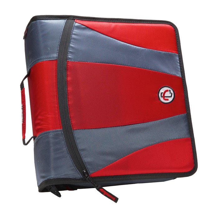 Case·it Dual Ring Zipper Binder, D-Ring, 2 Inches, Fire Engine Red
