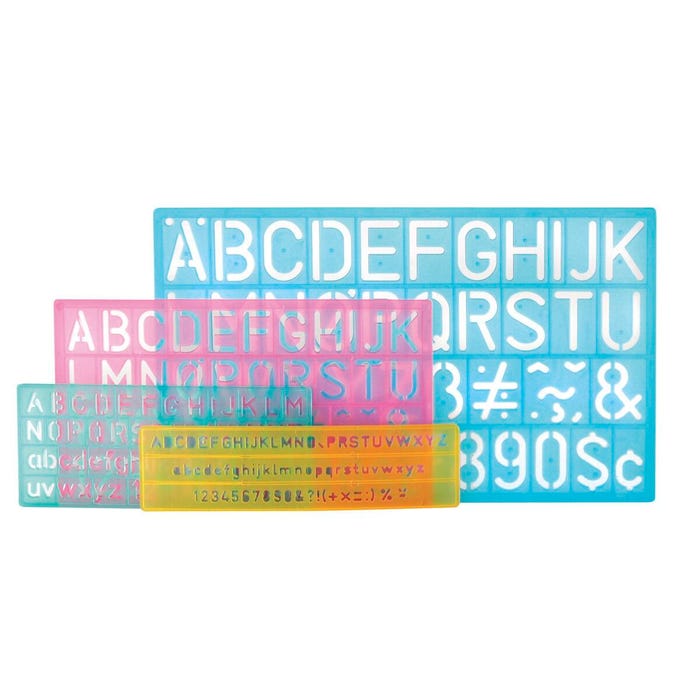 Westcott Lettering Stencils, Assorted Sizes and Colors, Set of 4