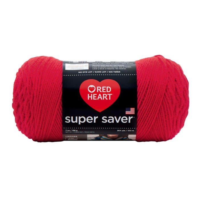 Red Heart Acrylic Economy Super Saver Yarn, 4-Ply, Hot Red, 7 Ounce Skein