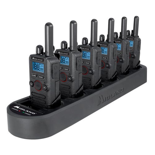 Midland BizTalk BR180X6BGC Business Two-Way Radio Bundle, Battery, Set of 6, Black