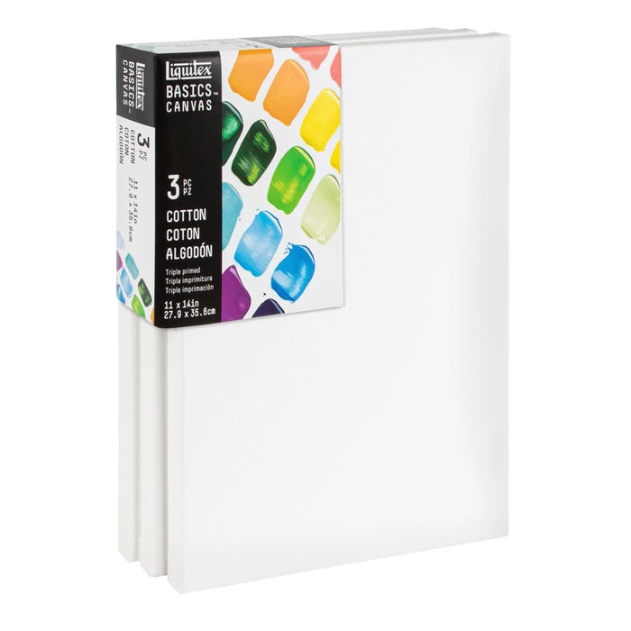 Liquitex Basics Stretched Cotton Canvas, 11 x 14 Inches, Pack of 3