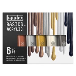 Liquitex Basics Acrylic Paint, Metallics & Iridescents, 0.74 Fluid Ounce Tubes, Assorted Colors, Set of 6 Item Number 2149197
