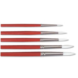 Dynasty Round Style D White Taklon Short Lacquered Hardwood Handle Watercolor Paint Brush Set, Assorted Size, Set of 5, Item Number 406014