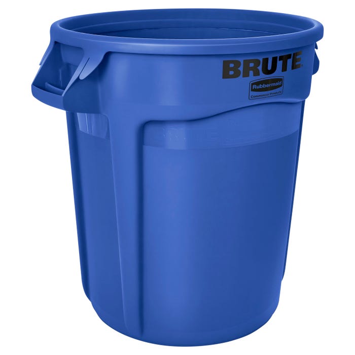 Rubbermaid Commercial BRUTE Garbage Can, Round, Plastic, 32 Gallon, Blue