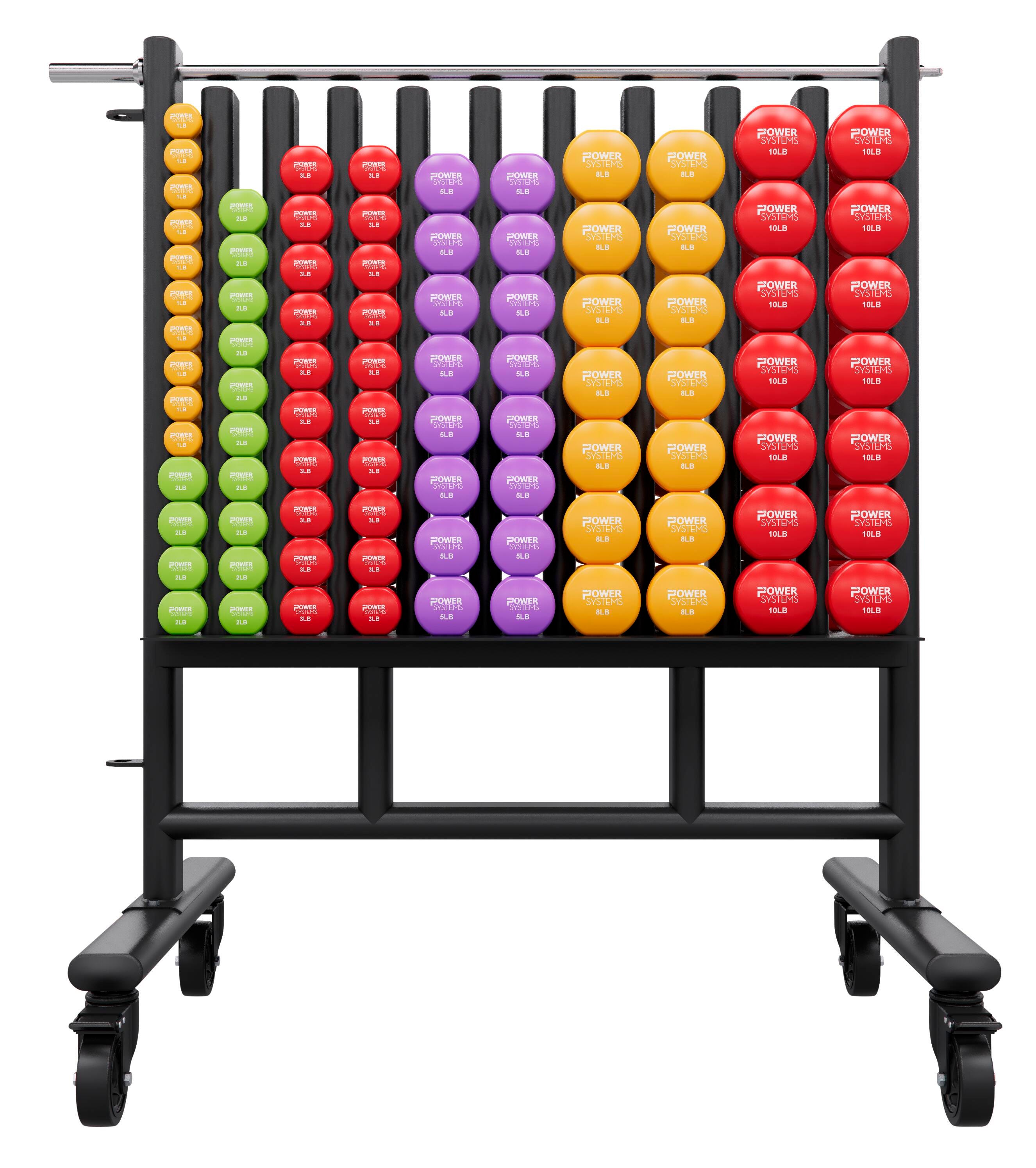 Image for Power Systems Premium Dumbbell Rack with Vinyl Dumbbells, 44 Pairs from School Specialty