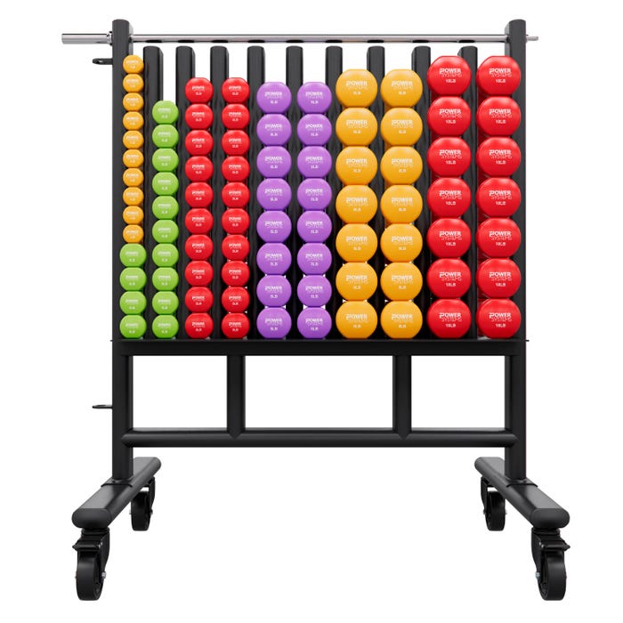 Power Systems Premium Dumbbell Rack with Vinyl Dumbbells, 44 Pairs