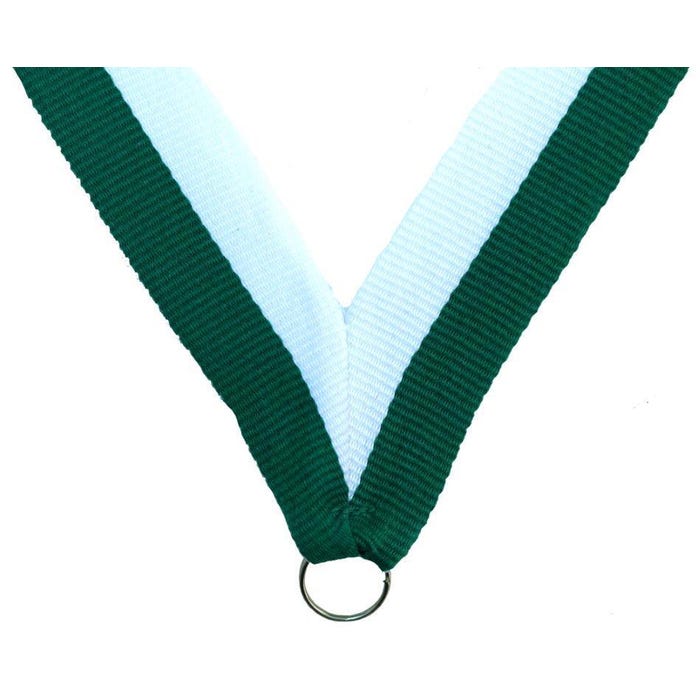 Neck Ribbon, 7/8 x 30 Inches, Green/White