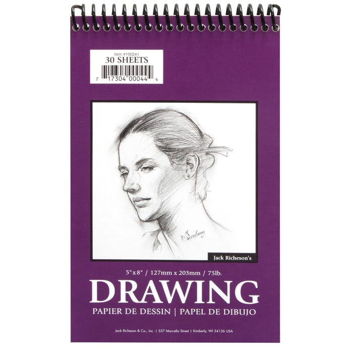 Jack Richeson Heavy Weight Drawing Pad, 5 x 8 Inches, 75 lb, 30 Sheets