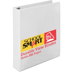 Image for School Smart Durable Polypropylene D-Ring View Binder, 1-1/2 Inches, White from School Specialty