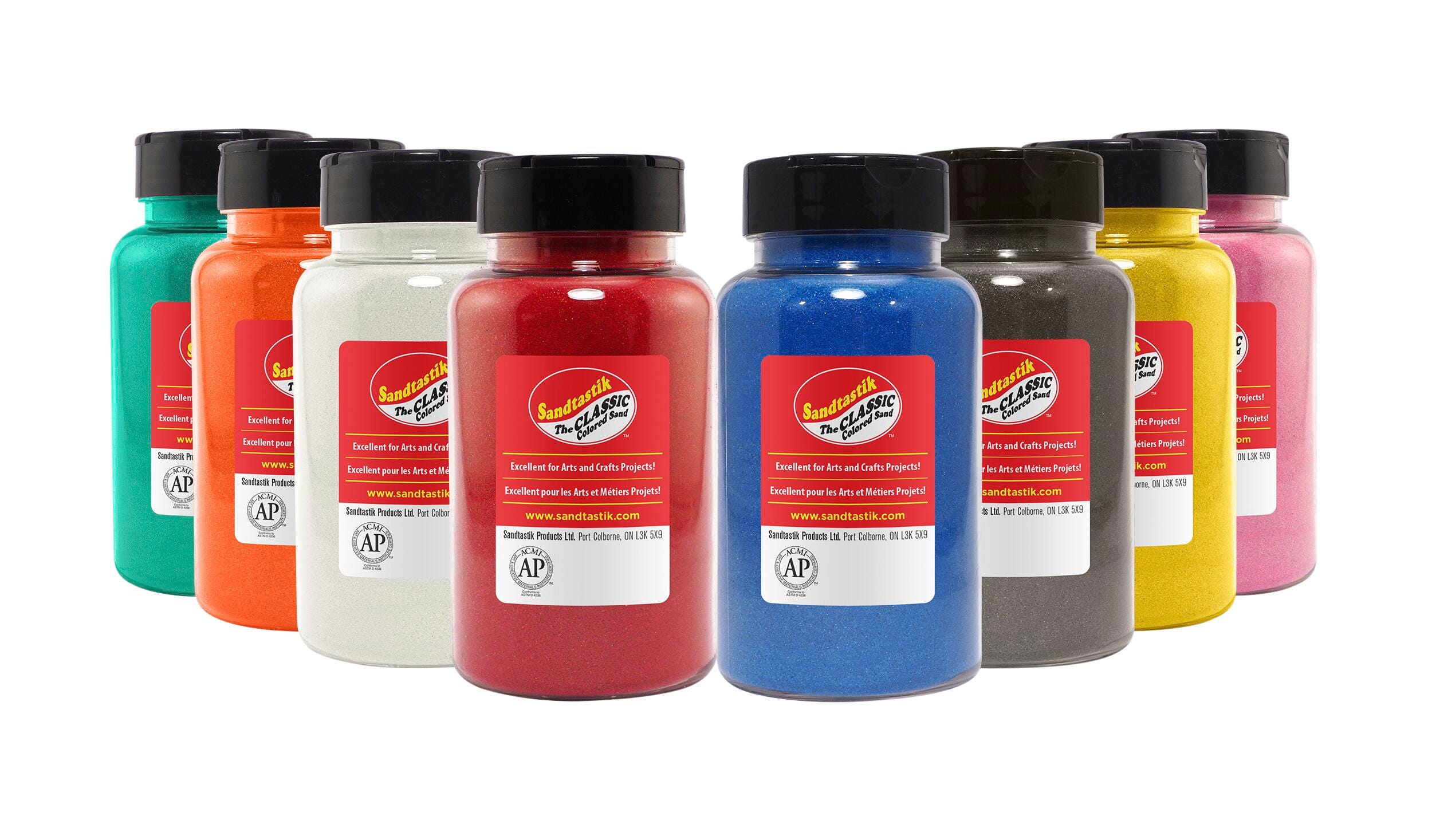 Sandtastik Rainbow Colored Sand, Assorted Colors, 22 Ounce Bottles, Set of 8, Item Number 2094743