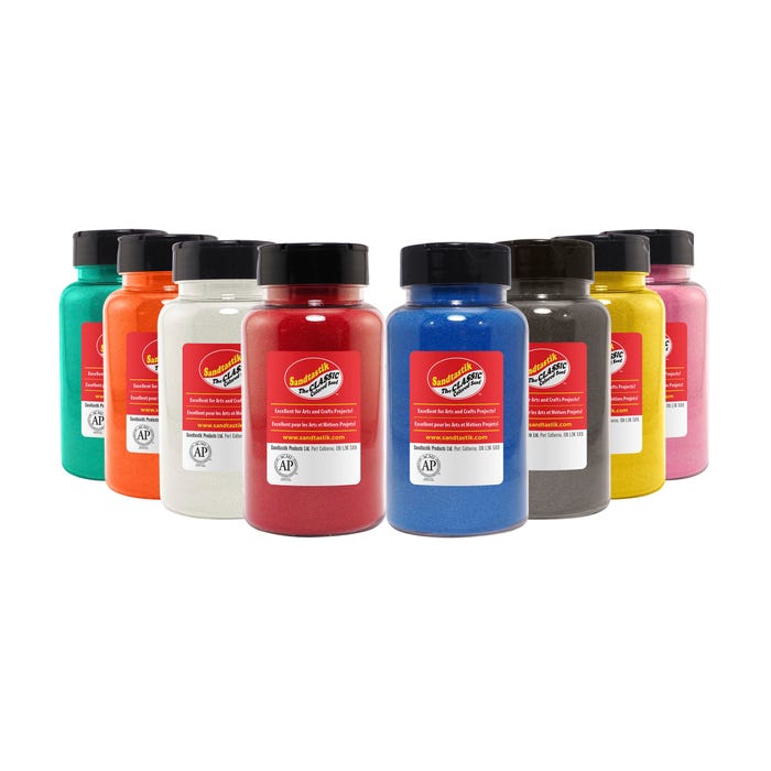 Sandtastik Rainbow Colored Sand, Assorted Colors, 22 Ounce Bottles, Set of 8