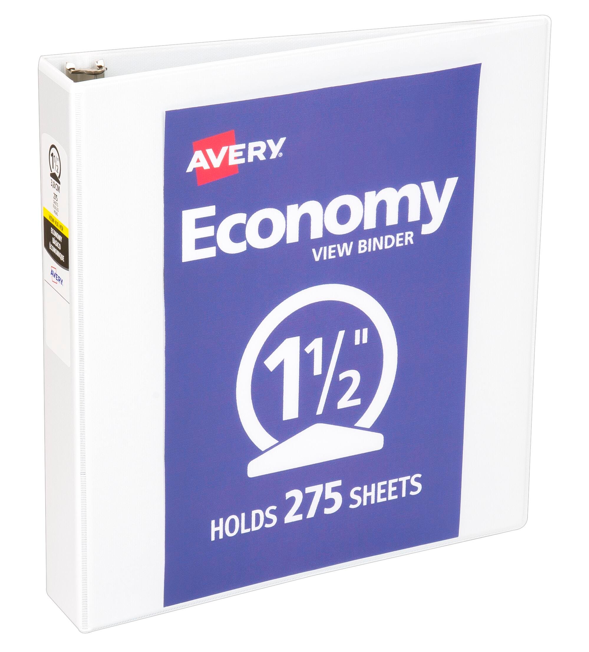 Avery Economy Round Ring View Binder, 1-1/2 Inch, White 077098
