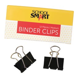 School Smart Binder Clips, Medium, 1-1/4 Inches, Pack of 12 2132999