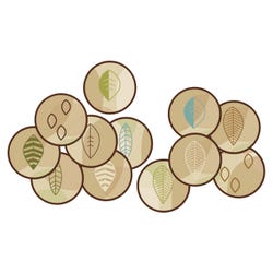 Carpets for Kids Peaceful Leaf Spaces Seating Carpet, 16 Inches, Rounds, Set of 12, Tan, Item Number 2101504