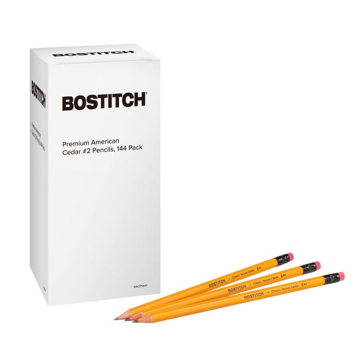 Bostitch Premium American Cedar Pencils, No 2, Pre-Sharpened, Box of 144