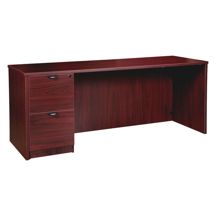 Lorell Prominence Laminate Credenza, Left Pedestal, 66 x 24 x 29 Inches, Mahogany