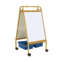 Childcraft Bamboo Early Learning Station with Blue Tubs, 30 x 26 x 51 Inches 2136190