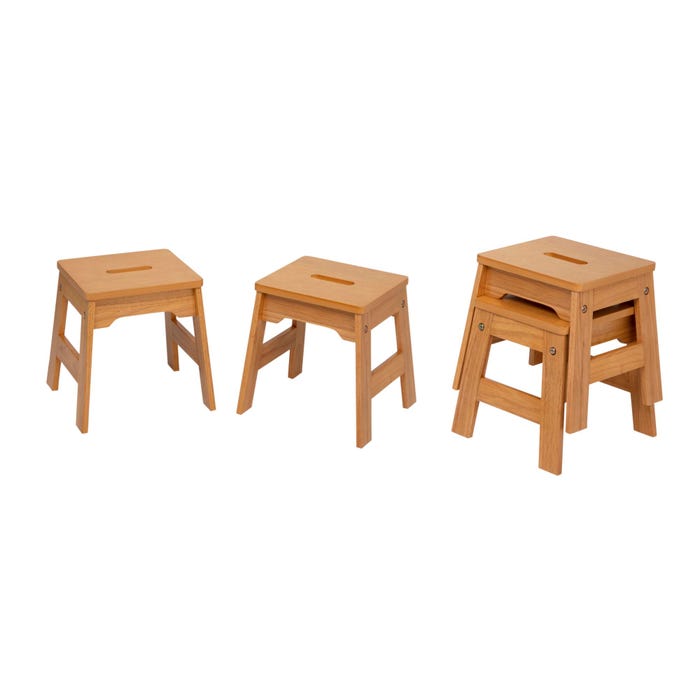 Melissa & Doug Wooden Stools, 12 x 11 x 11 Inches, Natural, Set of 4