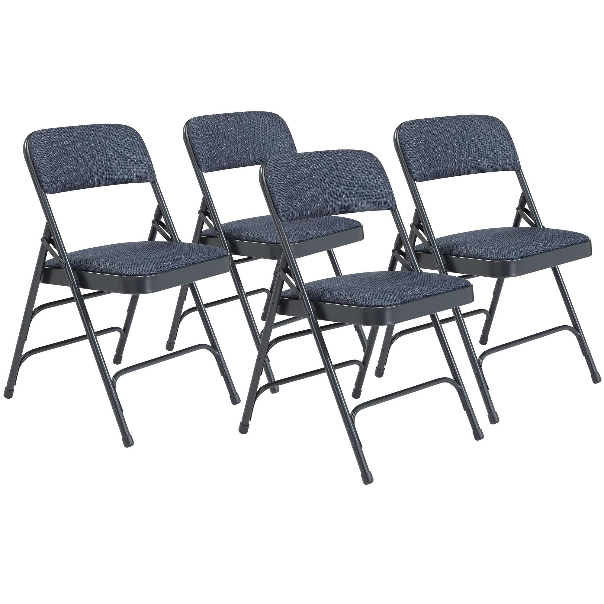 National Public Seating Premium Folding Chair, 2300 Series, 17-3/4 Inch Seat Height, Imperial Blue Fabric, Char-Blue Frame, Set of 4 2051329