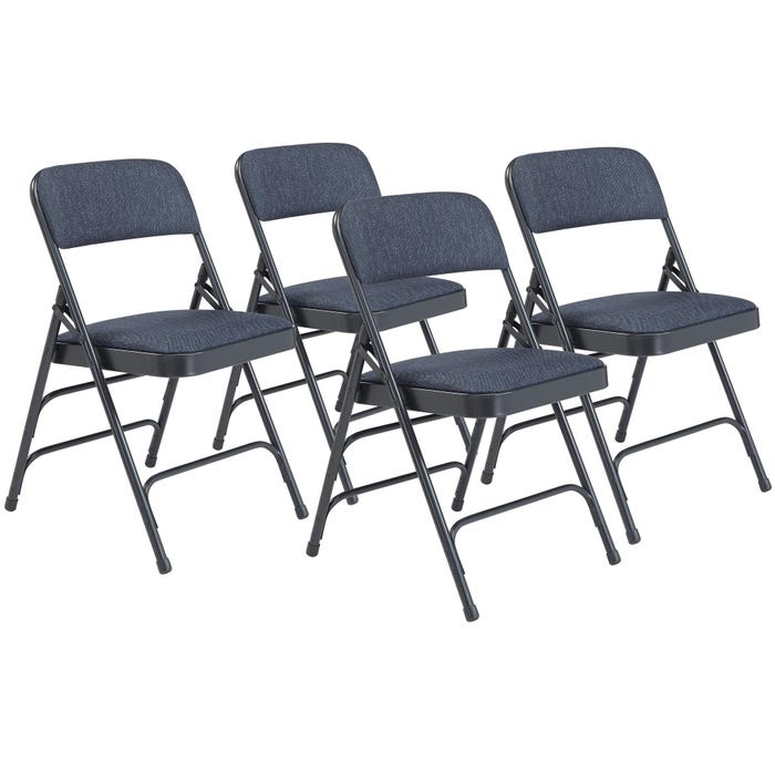 National Public Seating Premium Folding Chair, 2300 Series, 17-3/4 Inch Seat Height, Imperial Blue Fabric, Char-Blue Frame, Set