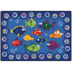 Carpets for Kids Fishing for Literacy Rug, 3 Feet 10 Inches x 5 Feet 5 Inches, Rectangle, Blue, Item Number 091540