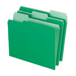 School Smart Colored File Folders, Two-Tone, Letter Size, 1/3 Cut Tabs, Green, Pack of 100 015798