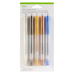 Cricut Gel Pen, Medium Point, Assorted Glitter Colors, Set of 5, Item Number 2089357
