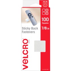 VELCRO Brand Adhesive Squares, 7/8 Inch, White, Pack of 100, Item Number 2102634