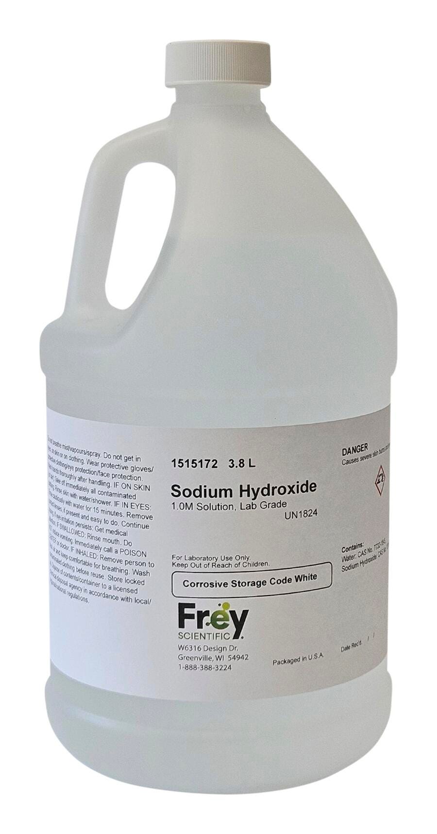 Frey Scientific Caustic Sodium Hydroxide, 4L, Lab Grade, Item Number 1515172