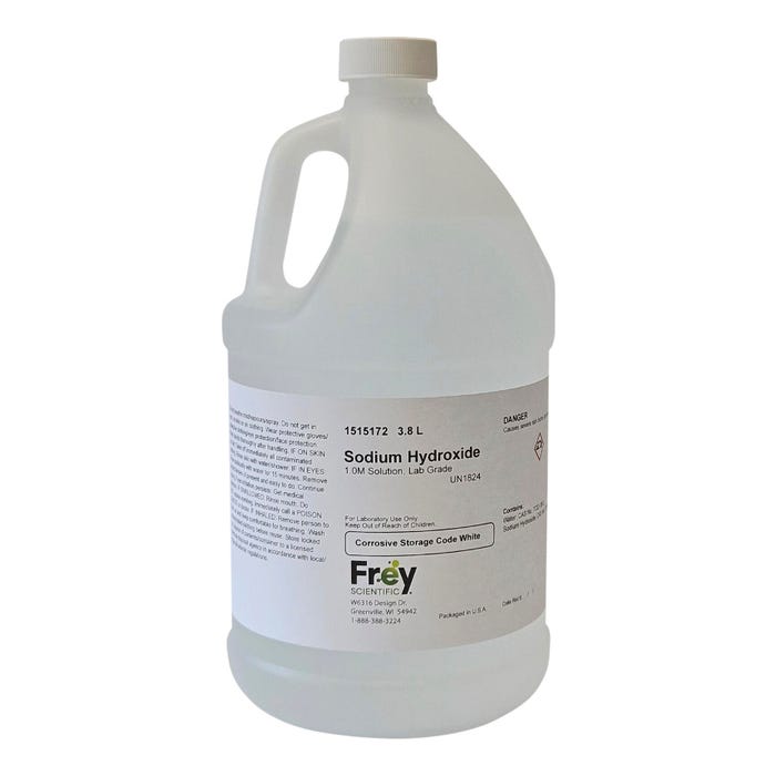 Frey Scientific Sodium Hydroxide, 1.0M Solution, Lab Grade, 4L