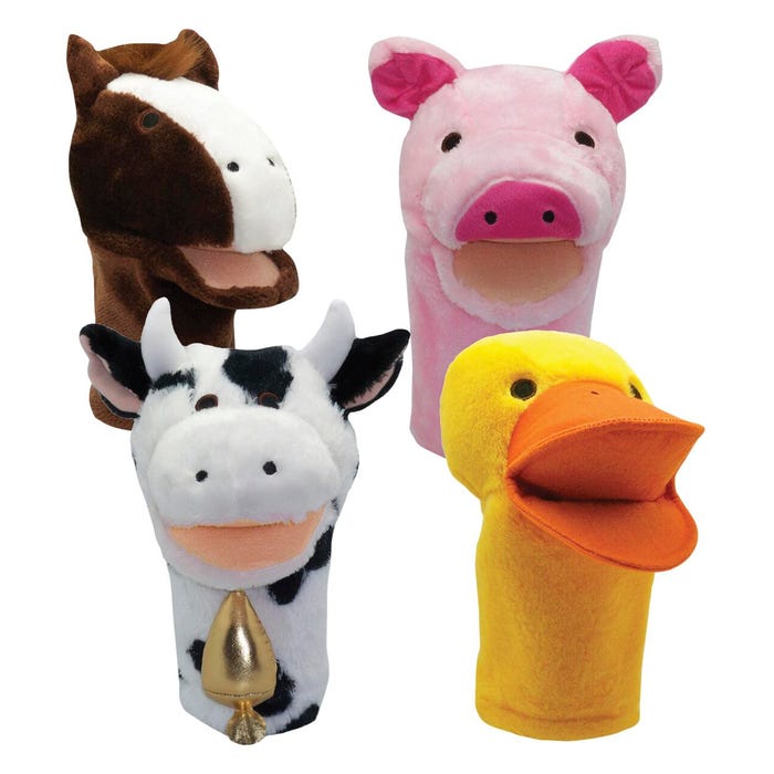 Get Ready Kids Moveable Mouth Farm Animal Puppets, Set of 4