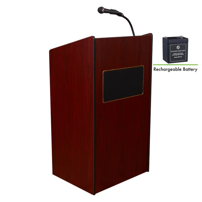 Oklahoma Sound Aristocrat Full Floor Lectern with Sound and Rechargeable Battery, 25 x 20 x 46 Inches