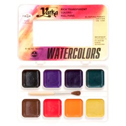 Yarka Non-Toxic Semi-Moist Students Watercolor Paint Set with Brush, 8 Assorted Brilliant Colors, Item Number 241569