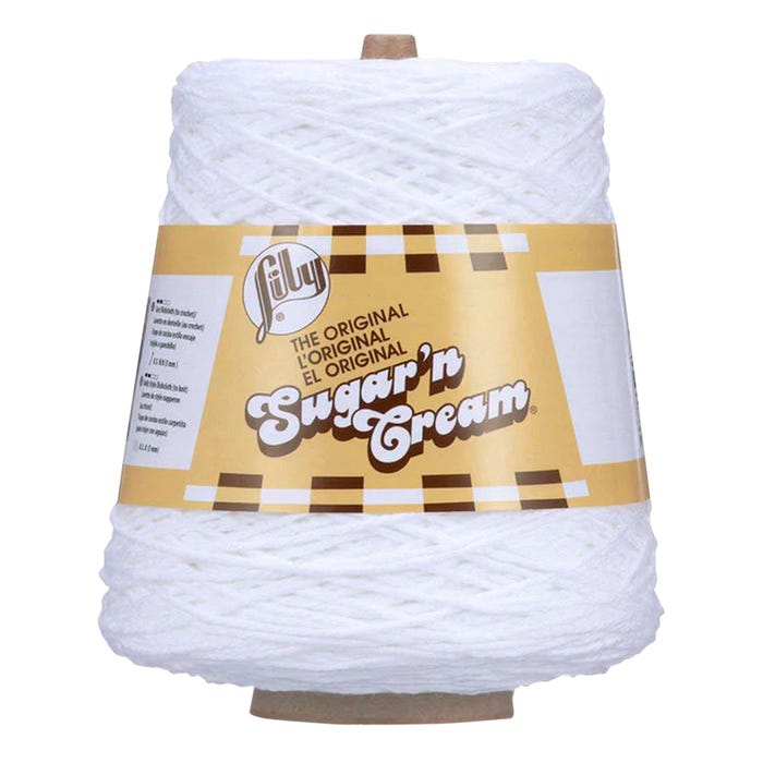 Lily Sugar 'N Cream Cone Cotton Yarn, White, 14 Ounces, 674 Yards