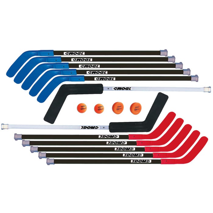 DOM Excel Hockey Set, Includes 10 Sticks, 2 Goalie Sticks, 2 SuperPucks and 2 DOM-83 Balls