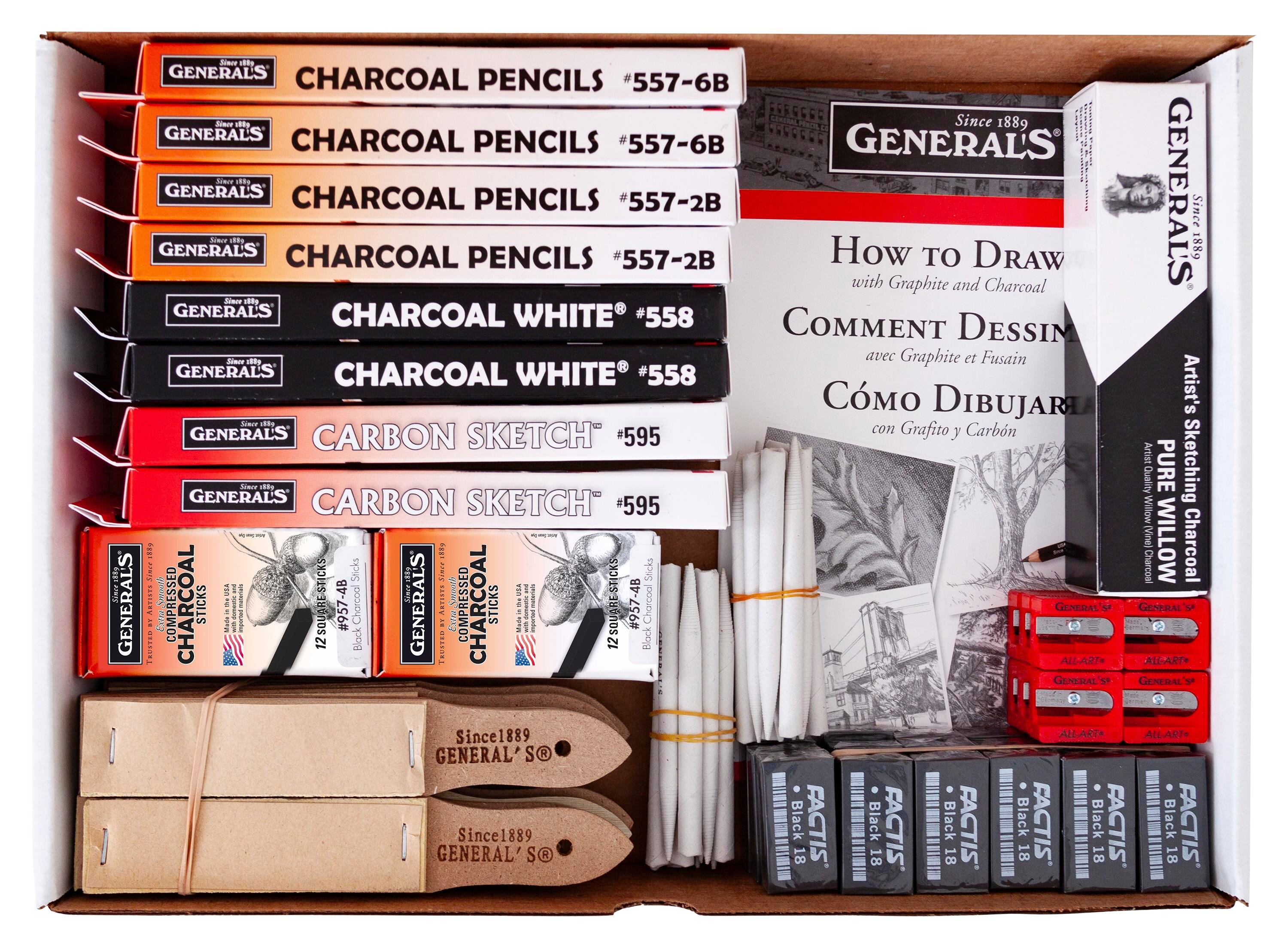 General's Charcoal Classroom Pack, Assorted Hardness, Assorted Tools, Set of 235 405667