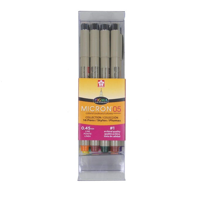 Sakura Pigma Micron Non-Toxic Quick Dry Permanent Waterproof Artists Pen, No 5 Fine Tip, Assorted Color, Pack of 16