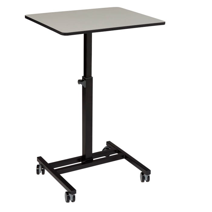National Public Seating, EDTC Series Sit and Stand Desk, 26 x 20-3/4 Inch Gray Nebula Top, Black Edge Banding